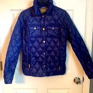 Michael Kors lightweight quilted button up jacket royal blue size s